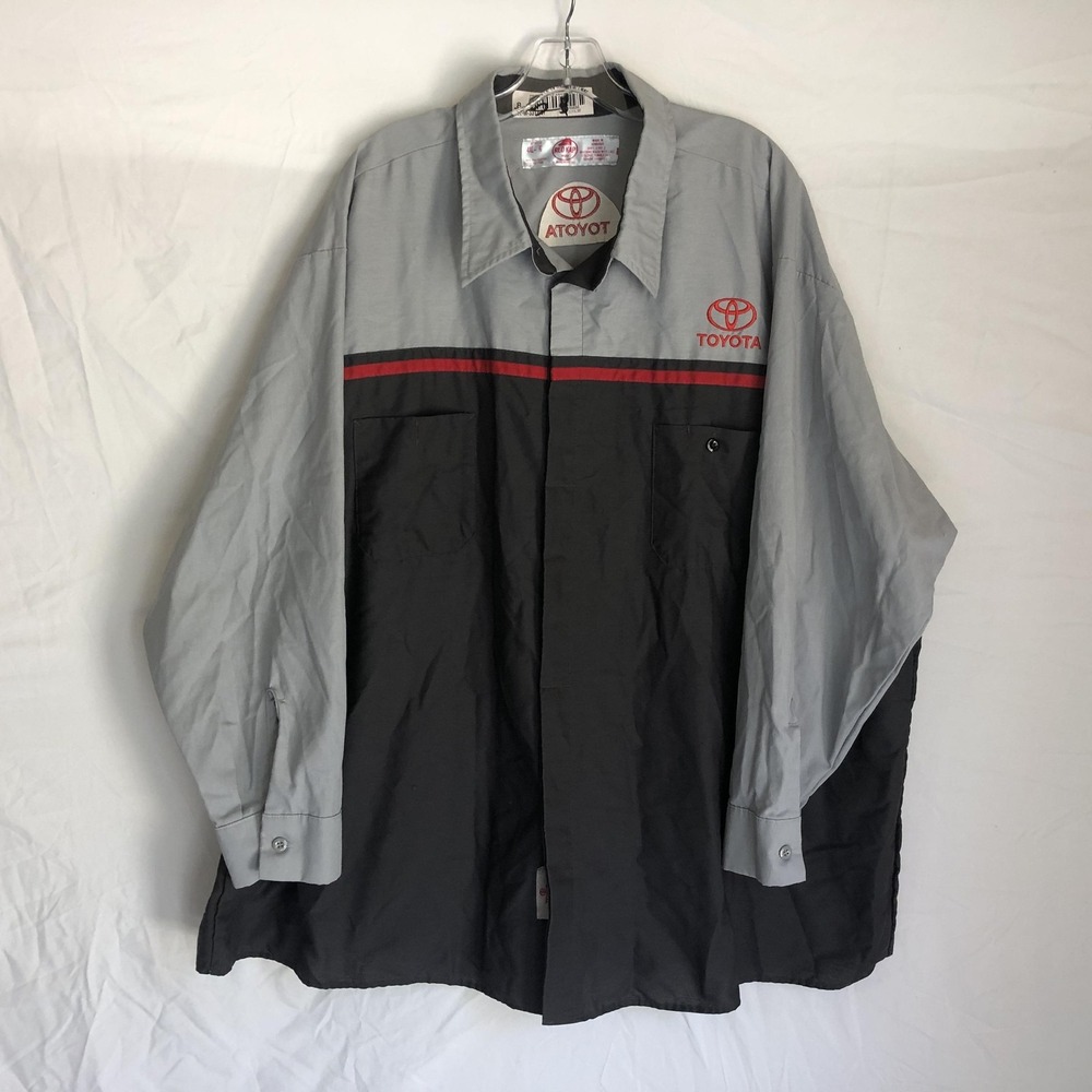 Red Kap Shirt Mens 4XL Gray Toyota Auto Dealership Long Sleeve Button Front